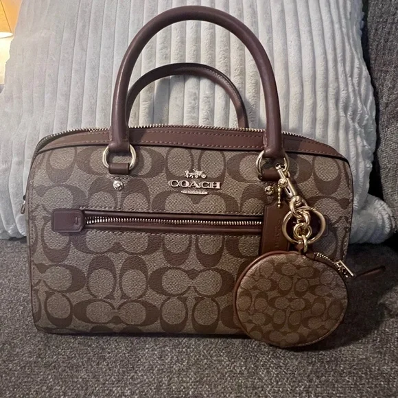 Coach Signature Brown Keychain Coin Holder - Picture 3 of 4